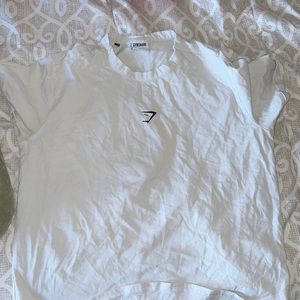 white gym shark tee